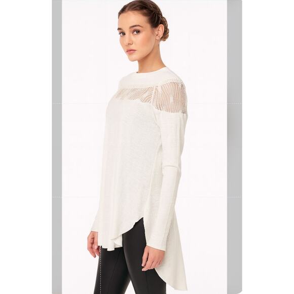 Free people spring valley lace trim thermal top S boho oversized - Picture 1 of 8